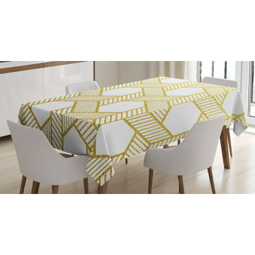 Ambesonne Abstract Table Runner Mustard Marigold Repetitive Modern Minimal Design Pattern with Dots and Small Lines Dining Room Kitchen Rectangular Runner 16 X 72 